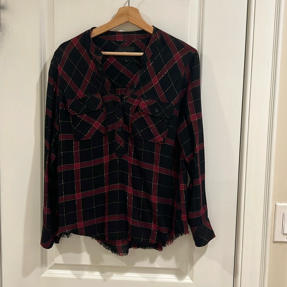 Rails women’s shirt, size small, black, red and gold